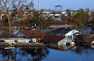 Flooding in Lousiana after Hurricane Katrina, 2005